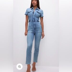 Good American Light Blue Denim Jumpsuit